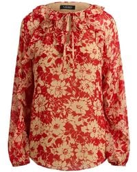 Ralph Lauren - Floral-Print Ruffled Shirt - Lyst