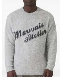 Mauvais - Logo-Print Brushed-Knit Sweater - Lyst