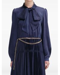 Self-Portrait - Robe Longue Plissée À Détail De Nœud - Lyst