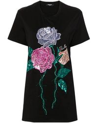 Balmain - T-shirt à appliqué floral - Lyst