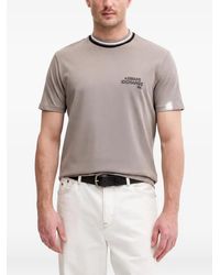 ARMANI EXCHANGE - Logo-Print Striped-Trim T-Shirt - Lyst