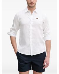 Aeronautica Militare - Logo-Embroidered Linen Shirt - Lyst