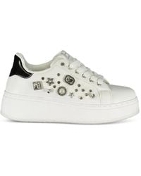 Laura Biagiotti - Crystal-Embellished Flatform Sneakers - Lyst