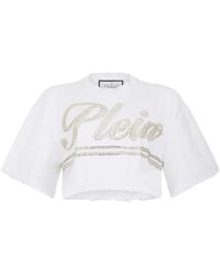 Philipp Plein - Strass Signature Cropped T-Shirt - Lyst