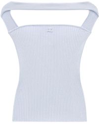 Courreges - Top A Coste Con Cut-Out - Lyst