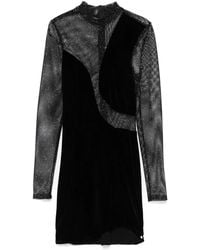 Nissa - Glitter-Detail Velvet Mini Dress - Lyst