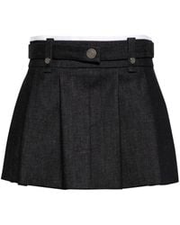 Maje - Pleated Denim Miniskirt - Lyst
