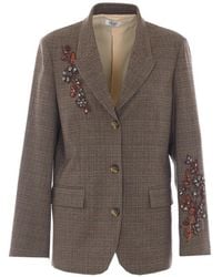 Liu Jo - Blazer À Carreaux Prince De Galles Et Strass - Lyst