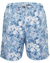 Paul & Shark - Floral-Print Drawstring Swim Shorts - Lyst