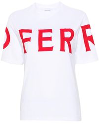 Ferragamo - White Crew Neck T-shirt avec logo - Lyst