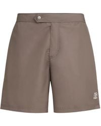 Brunello Cucinelli - Tabbed Waistband Piping Swim Shorts - Lyst