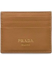 Prada - Logo-Stamp Leather Cardholder - Lyst