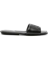Courreges - Logo Leather Flat Sandals - Lyst