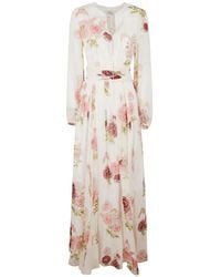 Giambattista Valli - Floral-Print Pleated-Waist Dress - Lyst