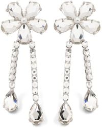 Self-Portrait - Crystal-Flower Droplet Earrings - Lyst