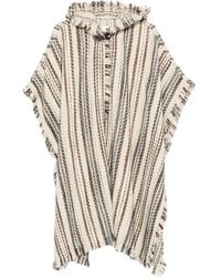 Isabel Marant - Gestreepte Jas Met Franje En Capychon - Lyst