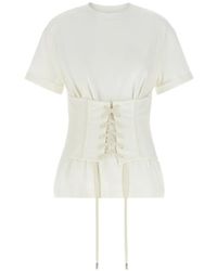 McQueen - Lace-Up Corset T-Shirt - Lyst