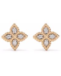 Roberto Coin - 18kt Rose Gold Princess Flower Diamond Earrings - Lyst