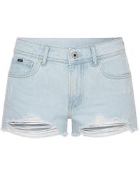 Pepe Jeans - Pantalones Vaqueros Cortos Con Acabado Envejecido - Lyst