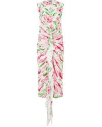 Moschino - Floral-Print Draped Midi Dress - Lyst