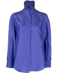 Alberta Ferretti - Ruffle-Collar Silk Shirt - Lyst