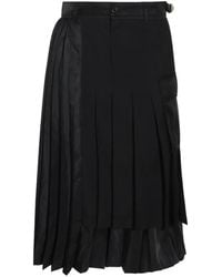 Sacai - Pleated Layered Midi Skirt - Lyst