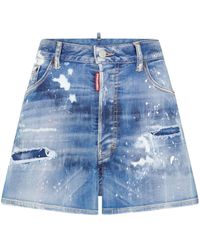DSquared² - Jeans-Shorts im Distressed-Look mit Logo - Lyst