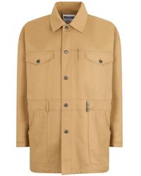 Moschino - Logo-Plaque Button-Up Coat - Lyst