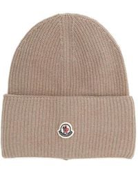 Moncler - Gerippte Beanie Mit Logo-Patch - Lyst