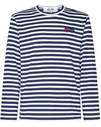 COMME DES GARÇONS PLAY - Heart-Patch Striped Cotton T-Shirt - Lyst