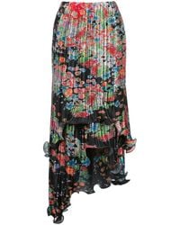 Givenchy - Floral-Print Plissé Asymmetric Skirt - Lyst