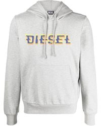 DIESEL - Logo-Print Drawstring Hoodie - Lyst