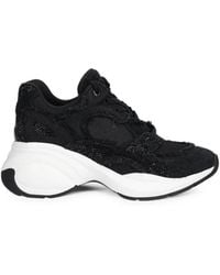 MICHAEL Michael Kors - Zuma Embellished Frayed Mixed-Media Trainer - Lyst