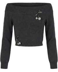 Monse - Cherry-Embellished Off-Shoulder Sweater - Lyst