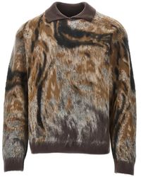 Emporio Armani - Abstract-Print Polo-Collar Sweater - Lyst