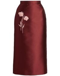 Erdem - Embroidered Mikado Pencil Skirt - Lyst