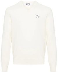 COMME DES GARÇONS PLAY - Heart-Patch Wool Jumper - Lyst