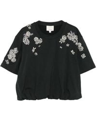 Cinq À Sept - T-Shirt À Ornements De Cristaux Et Ourlet Bouffant - Lyst