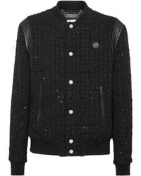 Philipp Plein - Bomberjack Met Leren Afwerking En Pailletten - Lyst