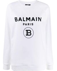 Balmain Sweat à logo imprimé - Blanc
