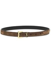 Saint Laurent - Logo-Buckle Leather Belt - Lyst