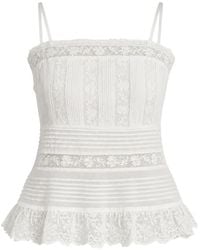 LoveShackFancy - Top Charlan Con Ribete De Encaje - Lyst