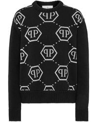Philipp Plein - Pullover Mit Intarsien-Logo - Lyst