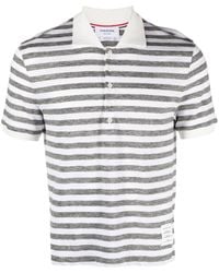 Thom Browne - Striped Linen Polo Shirt - Lyst