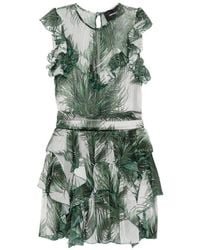 Marco Bologna - Ruffled Palm-Print Mini Dress - Lyst