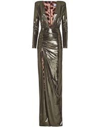 Philipp Plein - Lamé Jersey Padded Shoulder Lond Dress - Lyst