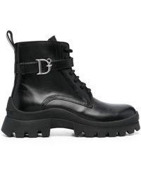 DSquared² - Logo-buckle Leather Ankle Boots - Lyst
