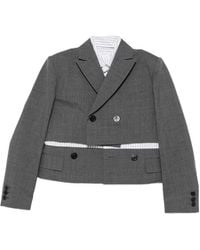 Sacai - Double-Breasted Layered Crop Blazer - Lyst