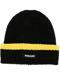 MSGM - Ribbed-Knit Beanie Hat - Lyst