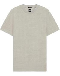 BOSS - Cotton T-Shirt With Two-Tone Jacquard-Knit Pattern - Lyst